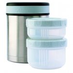 LAKEN STAINLESS STEEL THERMO FOOD FLASK 1L WITH INTERIOR CONTAINERS AND COVER