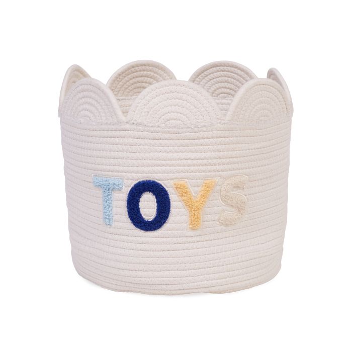 Basket 30x30x15cm Flower off white