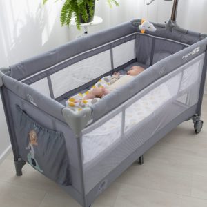 Travel cot with second layer Elephants