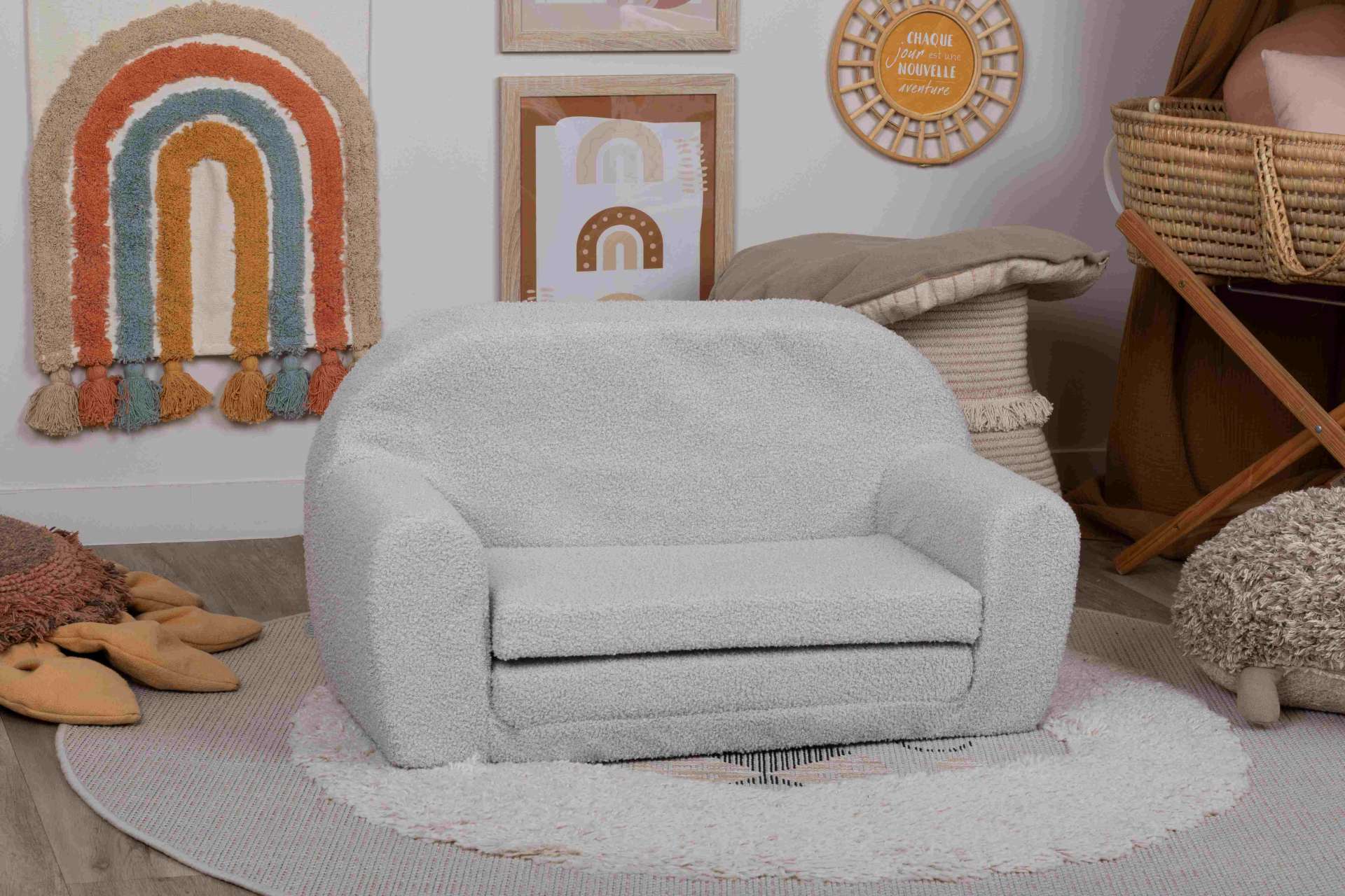 Double Sofa Boucle Grey
