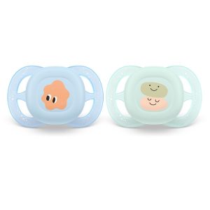 Set of 2 orthodontic pacifiers for newborns
