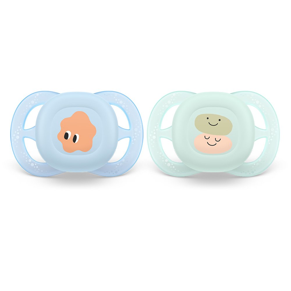 Set of 2 orthodontic pacifiers for newborns