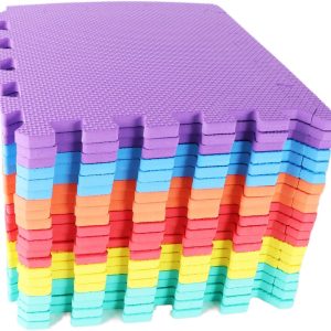 Gym Floor Mats with Edge Pieces 62x62cm 4PCS SET