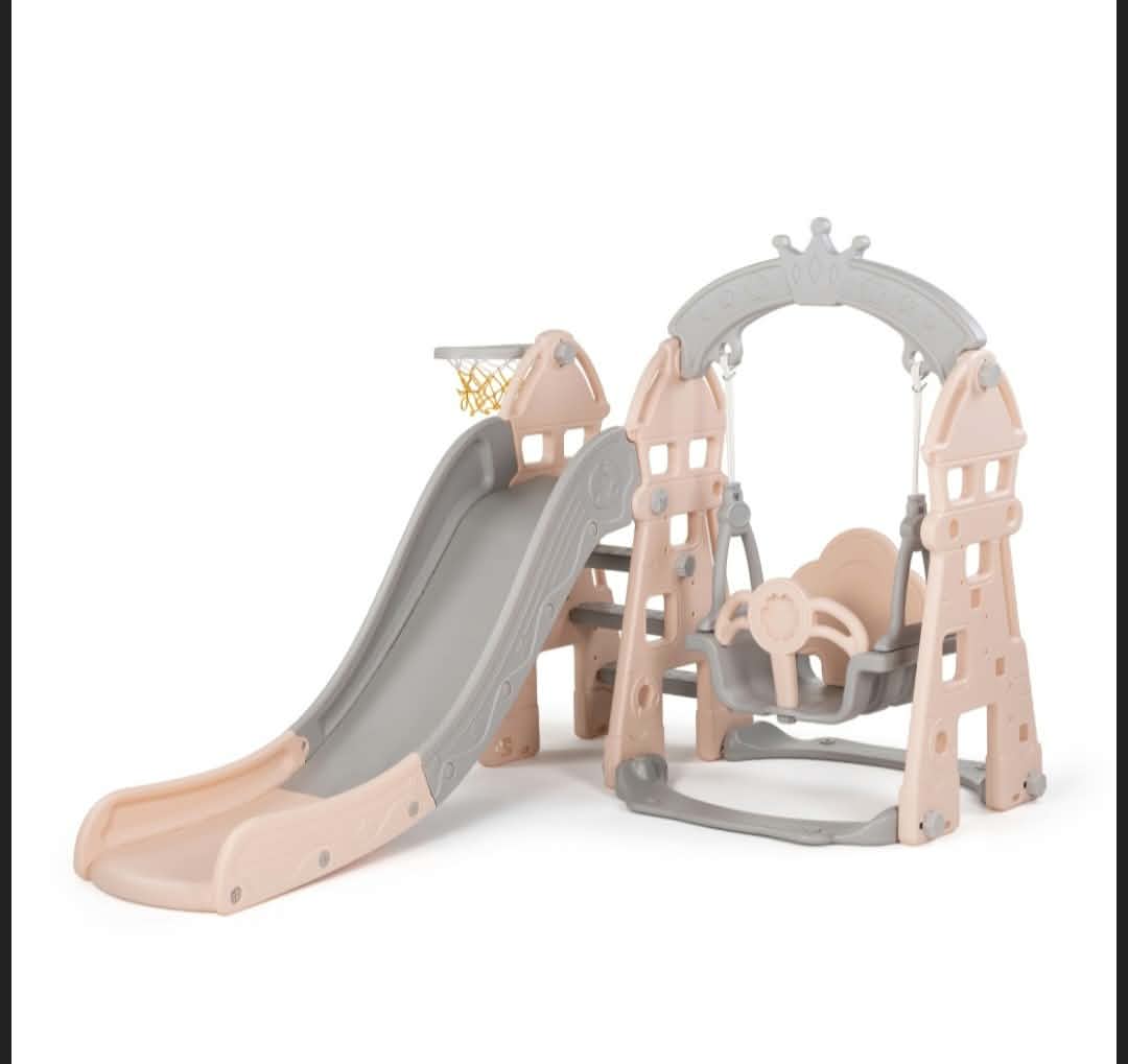 Kid's slide, swing and ball ring